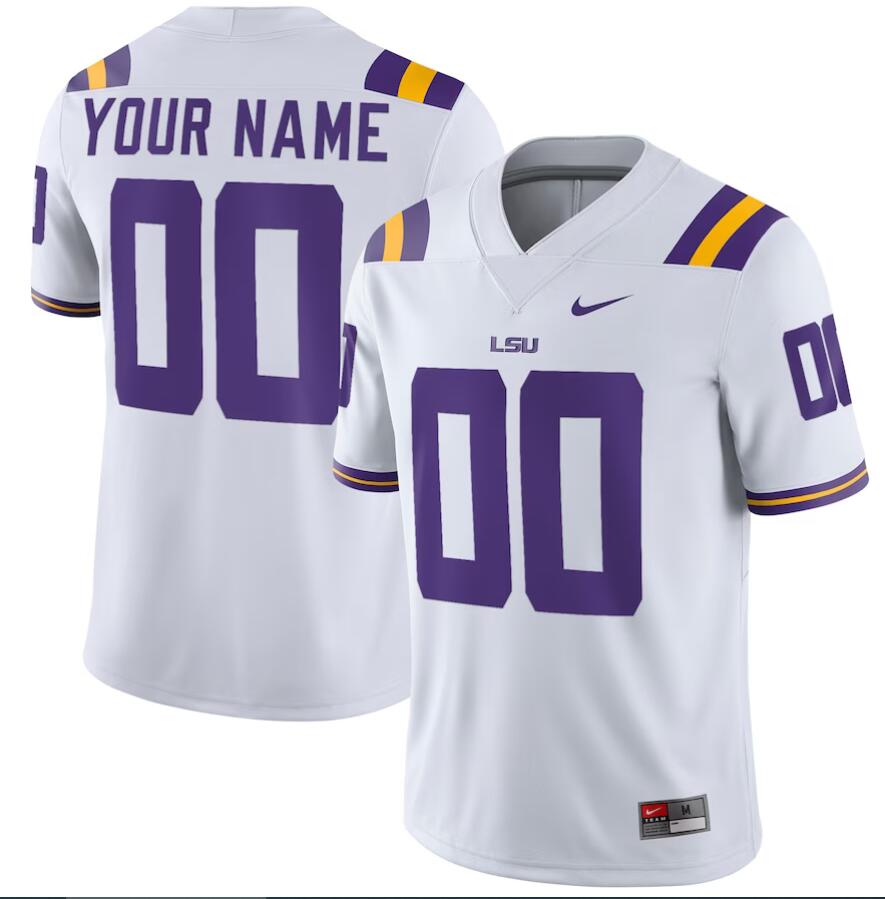 Men NCAA Nike LSU Tigers Football Custom Game White Jersey